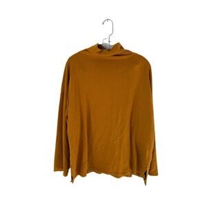 Eileen Fisher Mustard High Neck Long Sleeve Top Size XL